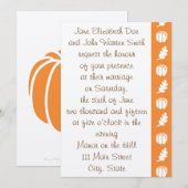 Pumpkinpflaster in Orange Wedding Einladung (Vorne/Hinten)