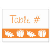 Pumpkinpflaster mit orangefarbener Tischkarte Tischnummer (Rückseite)