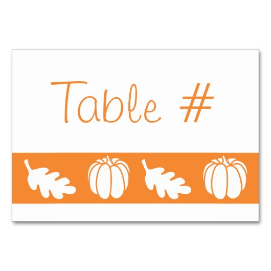 Pumpkinpflaster mit orangefarbener Tischkarte Tischnummer (Vorderseite)