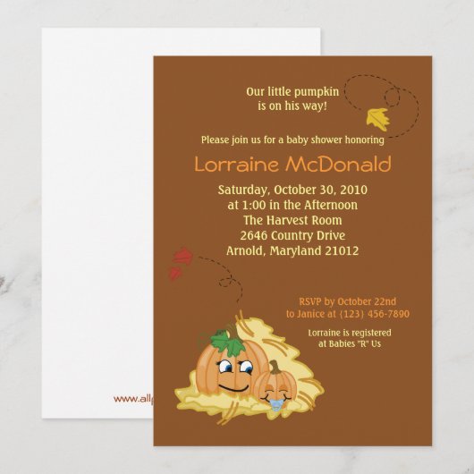 Pumpkins 12x18 Herbst Herbstdusche Einladung (Vorne/Hinten)