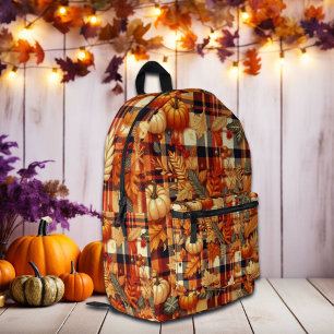 Pumpkins Ahorn Blätter Herbstplatten Bedruckter Rucksack