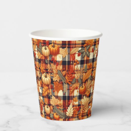 Pumpkins Ahorn Blätter Herbstplatten Pappbecher (Rückseite)