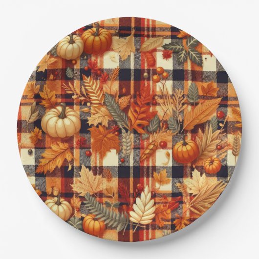 Pumpkins Ahorn Blätter Herbstplatten Pappteller (Vorderseite)