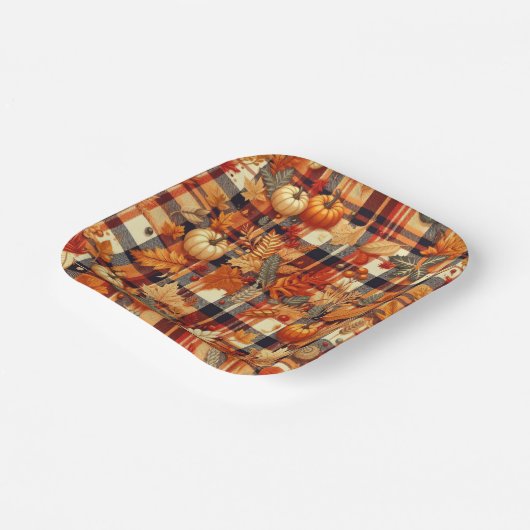 Pumpkins Ahorn Blätter Herbstplatten Pappteller (Gewinkelt)