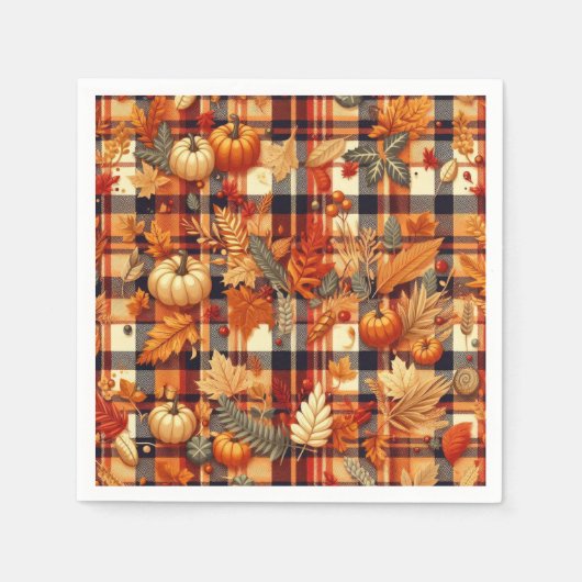 Pumpkins Ahorn Blätter Herbstplatten Serviette (Vorderseite)