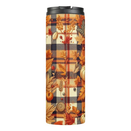 Pumpkins Ahorn Blätter Herbstplatten Thermosbecher (Rückseite)