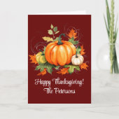 Pumpkins Ahornbaum Blätter glücklich Erntedankfest Karte (Vorderseite)