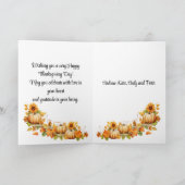 Pumpkins Ahornbaum Blätter glücklich Erntedankfest Karte (Innenseite)