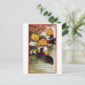 Pumpkins and Cats Vintage Halloween Postkarte (Stehend Vorderseite)