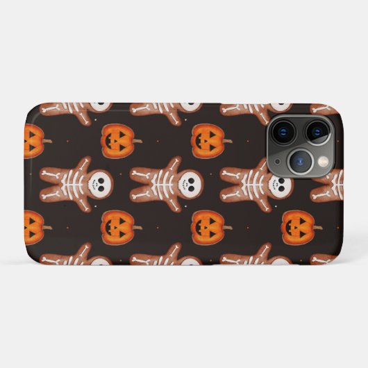 Pumpkins and Skeleton Gingerbread Halloween Design Case-Mate iPhone Hülle (Rückseite (Horizontal))