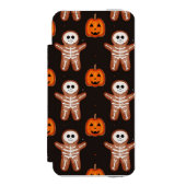 Pumpkins and Skeleton Gingerbread Halloween Design Incipio iPhone Geldbeutel-Hülle (Folio Vorderseite)
