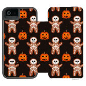 Pumpkins and Skeleton Gingerbread Halloween Design Incipio iPhone Geldbeutel-Hülle (Folio Geöffnet)