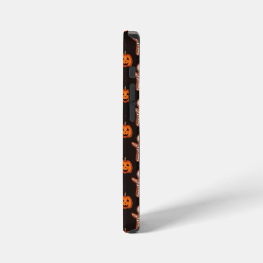 Pumpkins and Skeleton Gingerbread Halloween Design iPhone Hülle (Linke Seite)