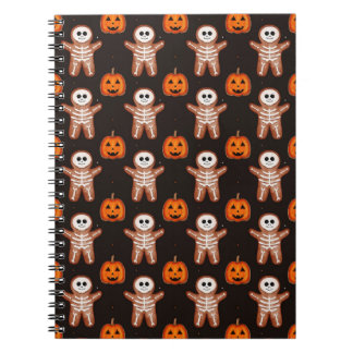 Pumpkins and Skeleton Gingerbread Halloween Design Notizblock