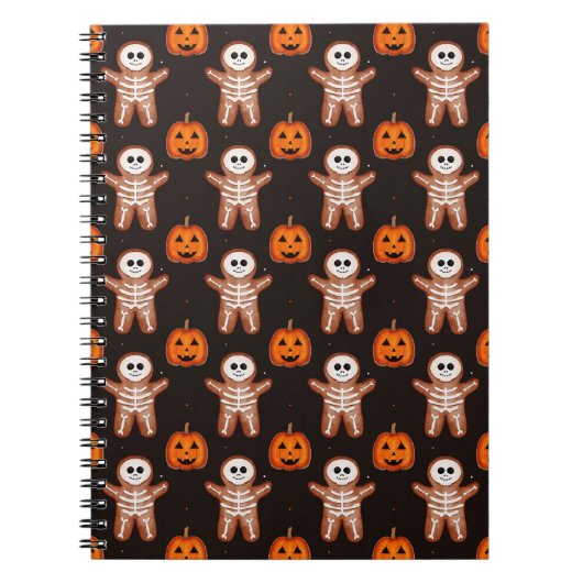 Pumpkins and Skeleton Gingerbread Halloween Design Notizblock (Vorderseite)