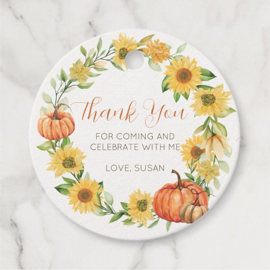 Pumpkins and Sunflowers favor tag Geschenkanhänger (Vorderseite)