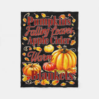 Pumpkins Apple Cider Warm Blankets Blätter Fall Ha Fleecedecke