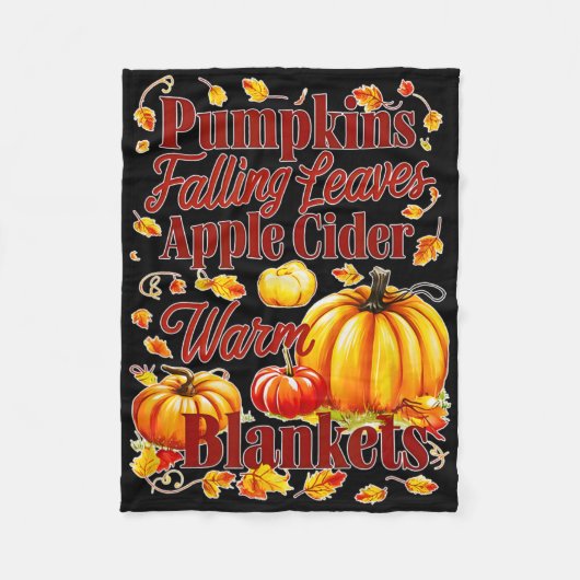 Pumpkins Apple Cider Warm Blankets Blätter Fall Ha Fleecedecke (Vorderseite)