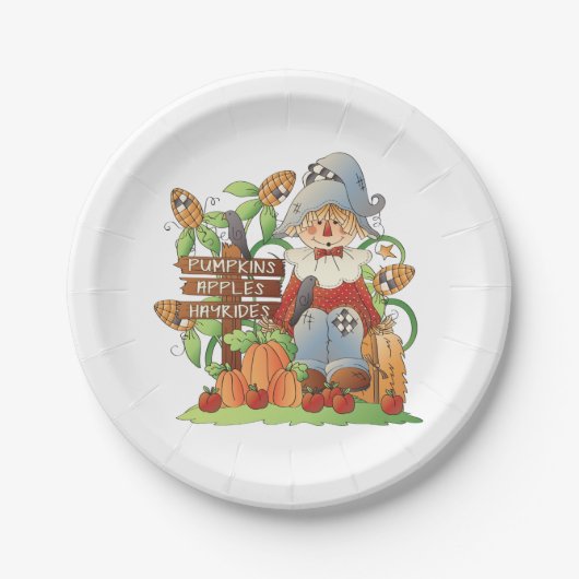 Pumpkins Apples Hayrides Paper Tellers Pappteller (Vorderseite)