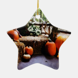 Pumpkins auf der Veranda Keramikornament