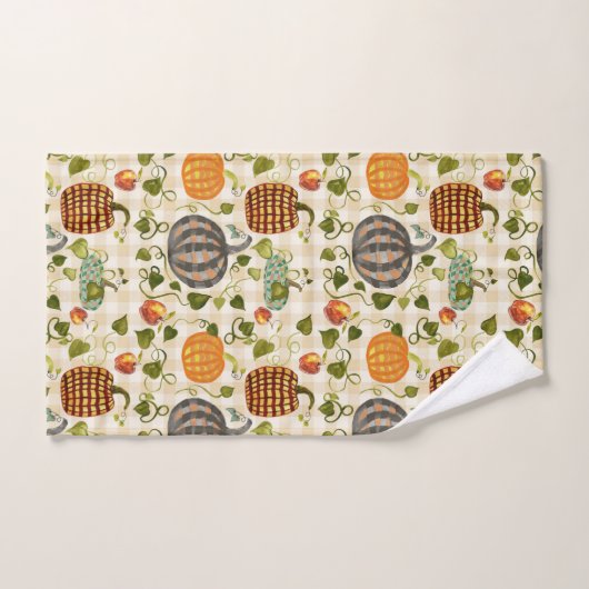Pumpkins auf Gingham Absorbent Cotton Kittuch Handtuch (Handtuch)
