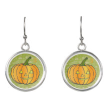 Pumpkins auf grünen Jack-o’-Laterne Drop Ohrringe