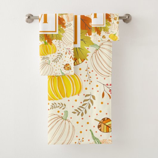 Pumpkins Autumn Fall Harvest Pattern Badhandtuch Set (Insitu)