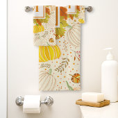 Pumpkins Autumn Fall Harvest Pattern Badhandtuch Set