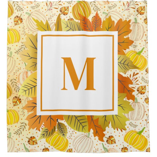 Pumpkins Autumn Fall Harvest Pattern Duschvorhang (Vorderseite)