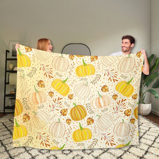 Pumpkins Autumn Fall Harvest Pattern Fleecedecke