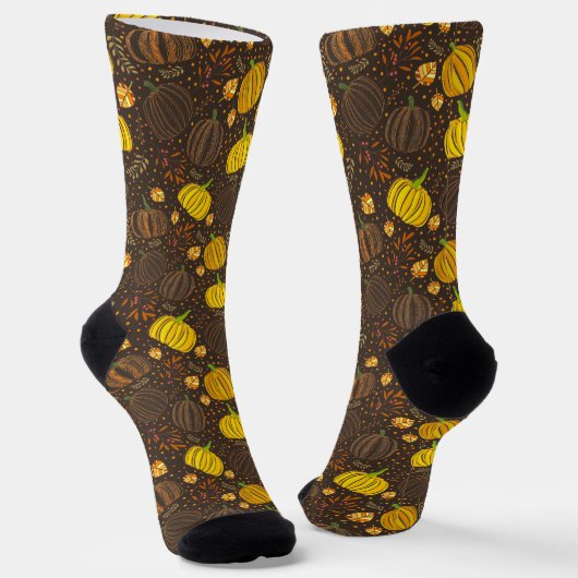 Pumpkins Autumn Fall Harvest Pattern Socken (Gewinkelt)