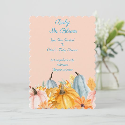 Pumpkins baby shower invitation einladung (Stehend Vorderseite)