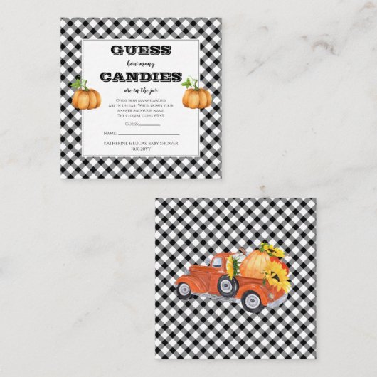 Pumpkins Baby Showköder in Jar Game Begleitkarte (Vorne/Hinten)