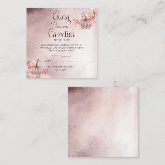 Pumpkins Baby Showköder Kandies in Jar Game Enc Begleitkarte (Vorne/Hinten)