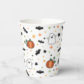 Pumpkins Bats Ghosts Niedliches Halloween-Muster Pappbecher (Links)