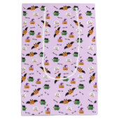 Pumpkins Bats Hexenstein Pattern Halloween Mittlere Geschenktüte (Rückseite)