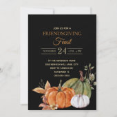 Pumpkins Black Friendsgiving Fest Einladung (Vorderseite)