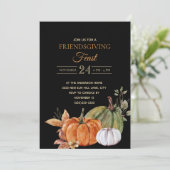 Pumpkins Black Friendsgiving Fest Einladung (Stehend Vorderseite)
