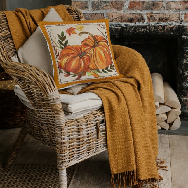 Pumpkins Blätter Herbst Kunst Kissen (Von Creator hochgeladen)