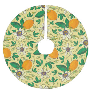 Pumpkins & Blätter: Herbsternte Polyester Weihnachtsbaumdecke