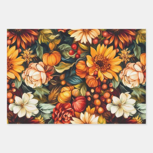 PUMPKINS-BLÄTTER IM AUTUMENFALL BLUME GESCHENKPAPIER SET (Vorderseite 3)