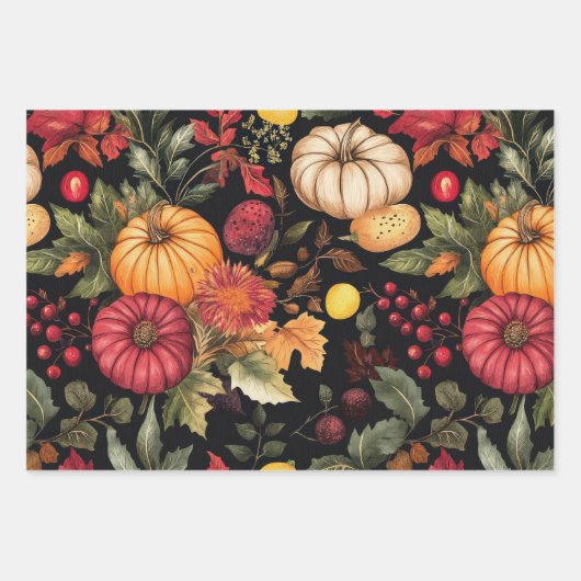 PUMPKINS-BLÄTTER IM AUTUMENFALL BLUME GESCHENKPAPIER SET (Vorderseite 2)