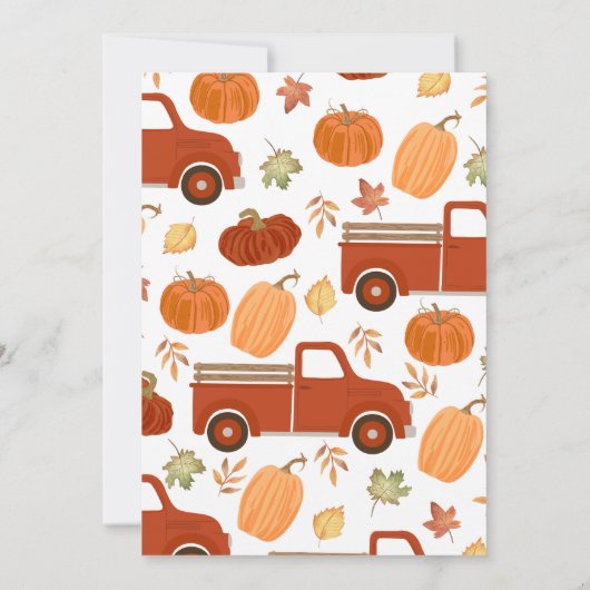 Pumpkins Blätter und Stapel von Hay Birthday Einladung (Rückseite)