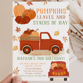 Pumpkins Blätter und Stapel von Hay Birthday Einladung