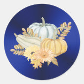 Pumpkins Blue Gourds Blume Erntedank Runder Aufkleber (Vorderseite)