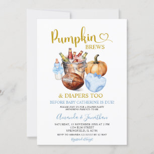 Pumpkins bricht Diapers Blue Fall Boy Gender-Offen Einladung