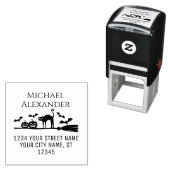 Pumpkins Broom Bats KatzenHalloween Name Adresse Permastempel (Beispiel)