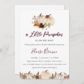 Pumpkins Burgundy Orange Floral Baby Dusche Einladung (Vorne/Hinten)