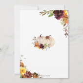 Pumpkins Burgundy Orange Floral Twins Baby Dusche Einladung (Rückseite)