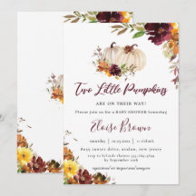 Pumpkins Burgundy Orange Floral Twins Baby Dusche